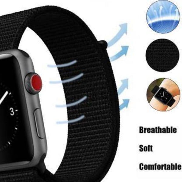 Black Nylon Strap For Apple Watch Series 4 (38mm/40mm/41mm) - The Hatke