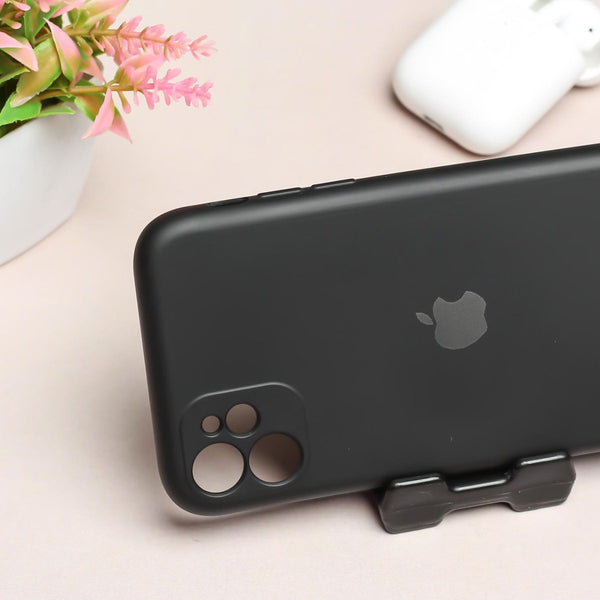 Black Original Camera Safe Silicone case for Apple iphone 11 - The Hatke