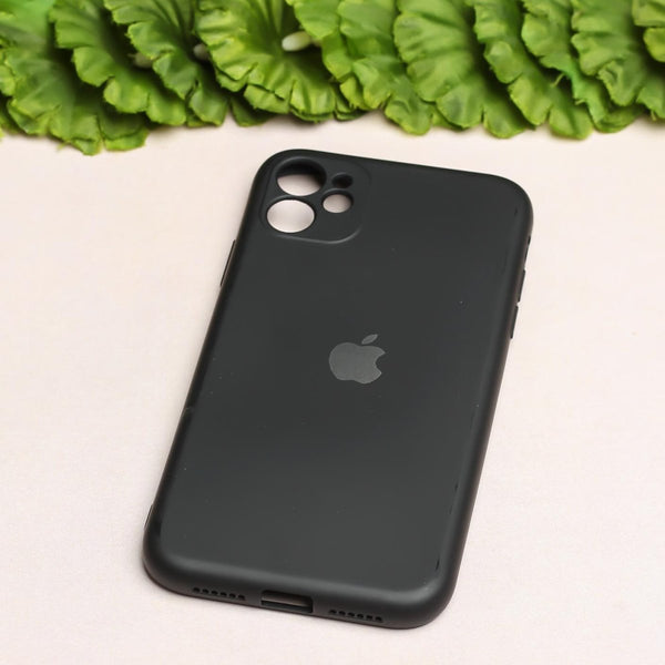 Black Original Camera Safe Silicone case for Apple iphone 12 - The Hatke