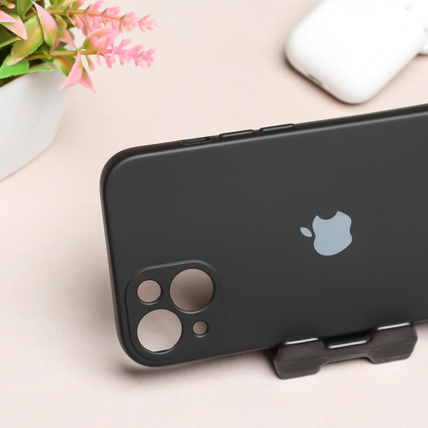 Black Original Camera Safe Silicone case for Apple iphone 14 Plus - The Hatke