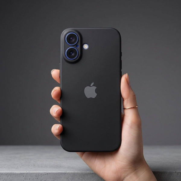 Black Original Camera Safe Silicone case for Apple iphone 16 Plus - The Hatke