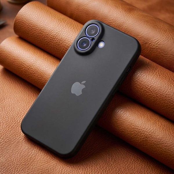 Black Original Camera Safe Silicone case for Apple iphone 16 Plus - The Hatke