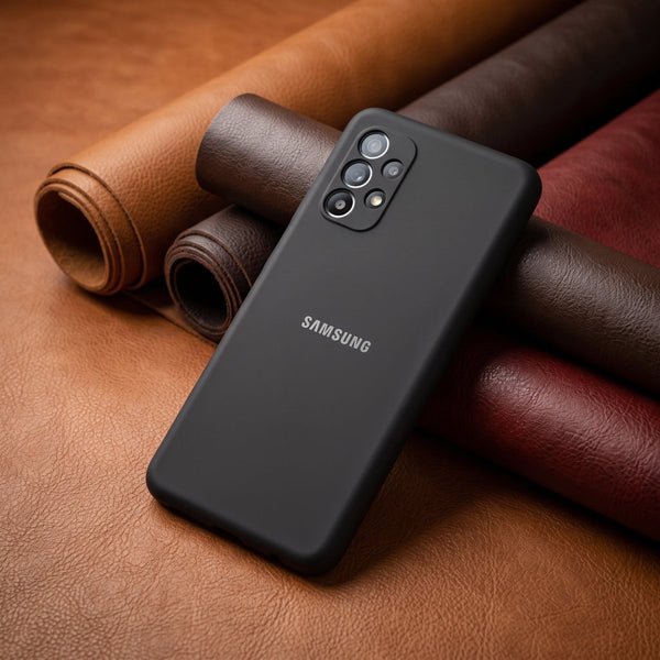 Black Original Camera Safe Silicone case for Samsung A32 - The Hatke