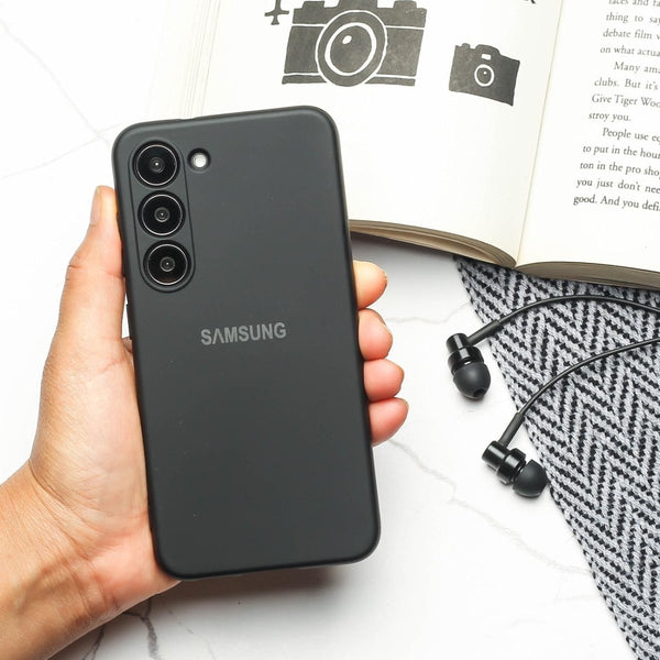 Black Original Camera Safe Silicone case for Samsung S21 FE - The Hatke