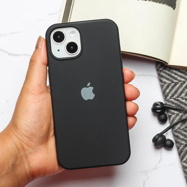 Black Original Silicone case for Apple iphone 14 Plus - The Hatke