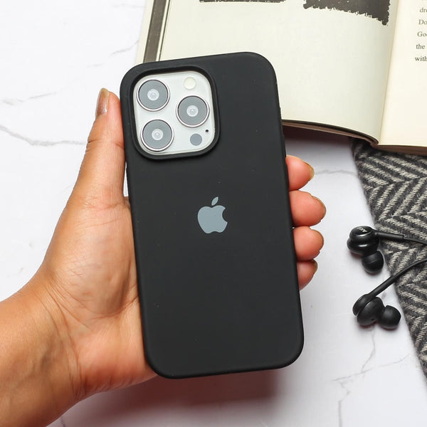 Black Original Silicone case for Apple iphone 15 Pro Max - The Hatke