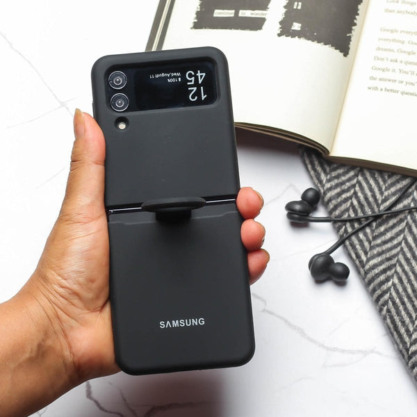 Black Original Silicone case for Samsung Galaxy Z FLIP 3 - The Hatke
