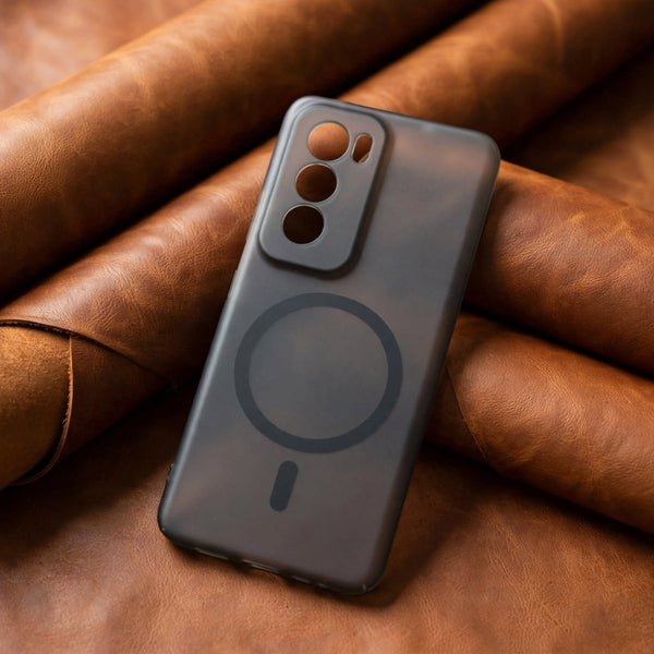 Black Paper Matte Magsafe Case for Oppo Reno 12 Pro - The Hatke