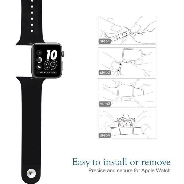 Black Plain Silicone Strap For Apple Watch Series 8 (38mm/40mm/41mm) - The Hatke