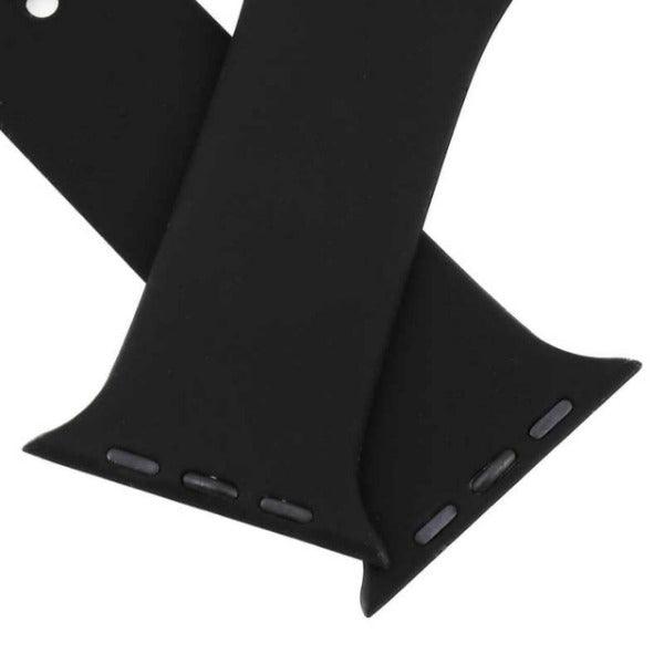 Black Plain Silicone Strap For Watch Series 4 (42mm/44mm/45mm/46mm/49mm) - The Hatke