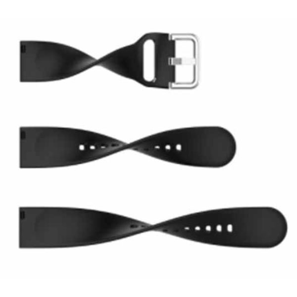 Black Plain Silicone Strap With Stainless steel Buckle For Smart Watch (20mm) - The Hatke