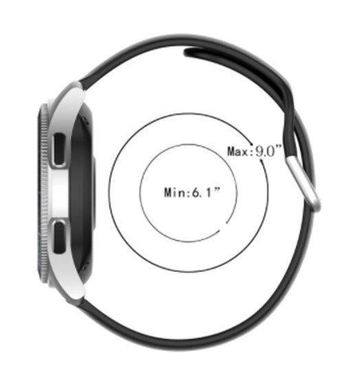 Black Plain Silicone Strap With Stainless steel Buckle For Smart Watch (22mm) - The Hatke
