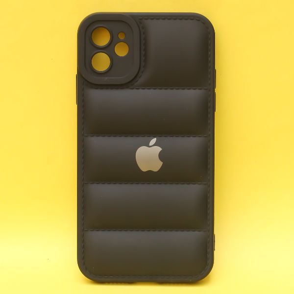 Black Puffon silicone case for Apple iPhone 12 - The Hatke