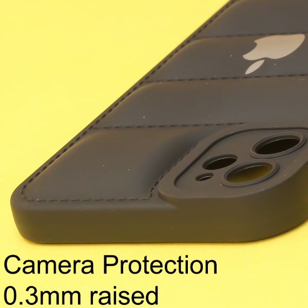 Black Puffon silicone case for Apple iPhone 12 - The Hatke