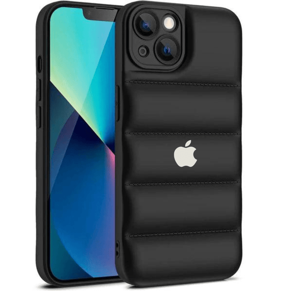 Black Puffon silicone case for Apple iPhone 15 - The Hatke