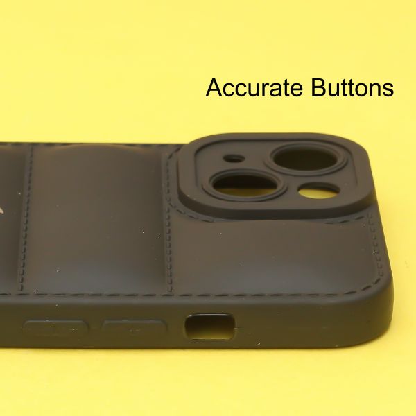 Black Puffon silicone case for Apple iPhone 15 - The Hatke