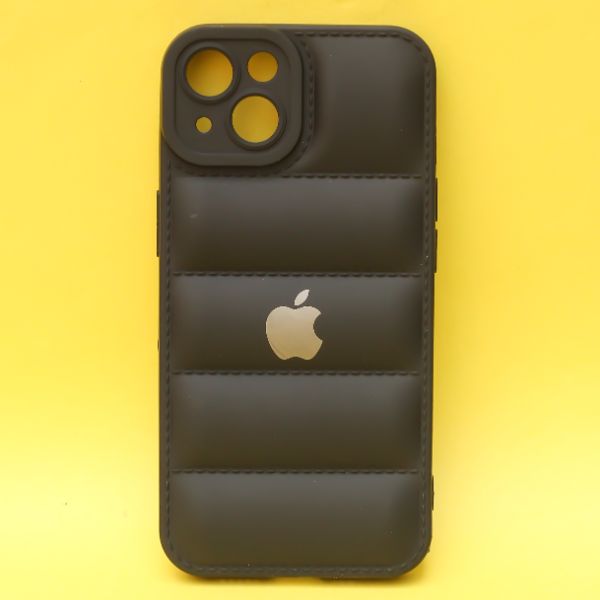 Black Puffon silicone case for Apple iPhone 15 - The Hatke