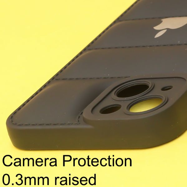 Black Puffon silicone case for Apple iPhone 15 - The Hatke