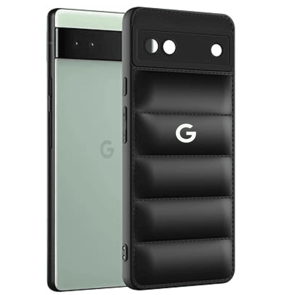 Black Puffon silicone case for Google Pixel 6A - The Hatke