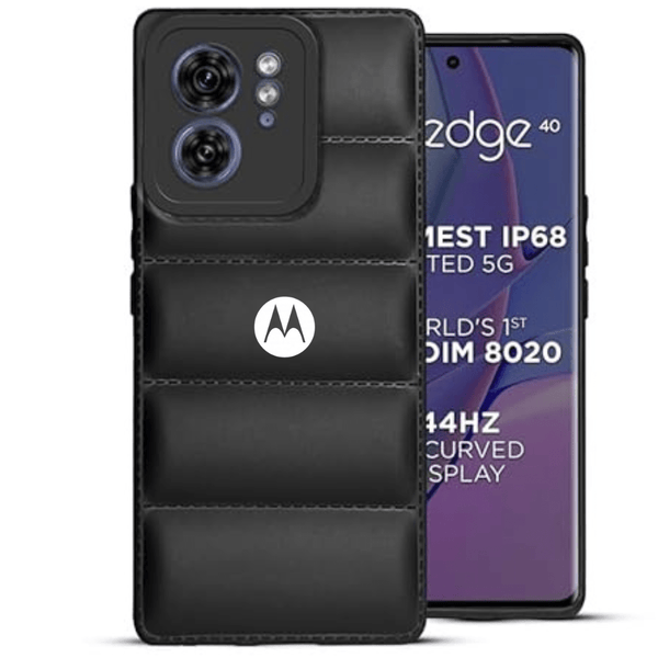 Black Puffon silicone case for Motorola Edge 40 - The Hatke