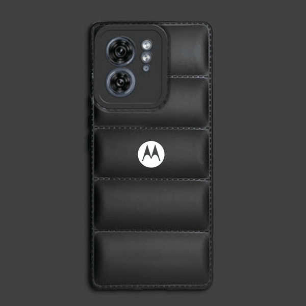 Black Puffon silicone case for Motorola Edge 40 - The Hatke