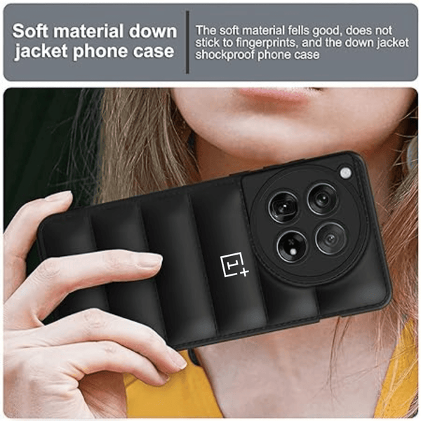 Black Puffon silicone case for Oneplus 12 - The Hatke
