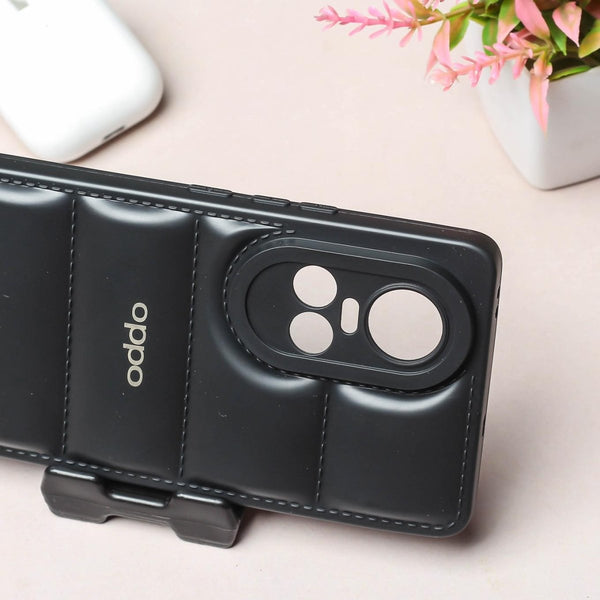 Black Puffon silicone case for Oppo Reno 10 - The Hatke