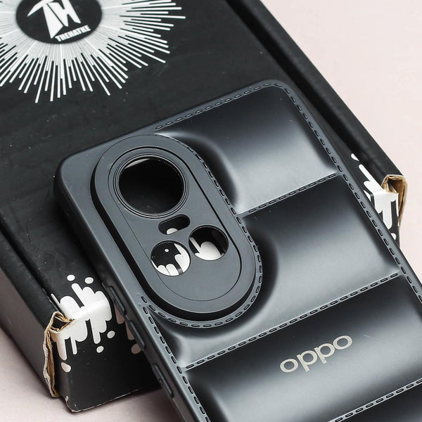 Black Puffon silicone case for Oppo Reno 10 - The Hatke