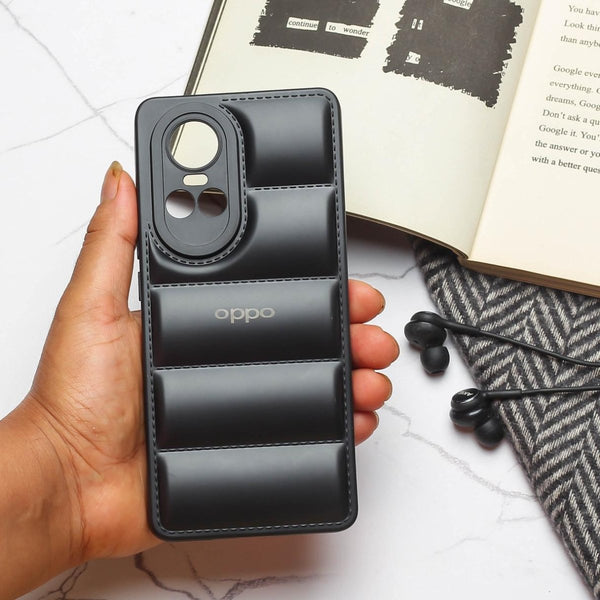 Black Puffon silicone case for Oppo Reno 10 - The Hatke