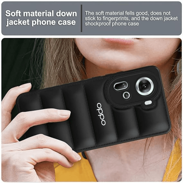 Black Puffon silicone case for Oppo Reno 11 Pro - The Hatke
