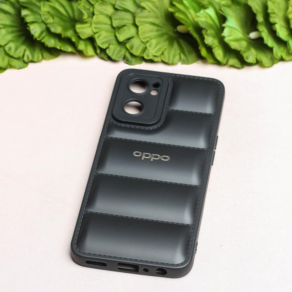 Black Puffon silicone case for Oppo Reno 7 - The Hatke
