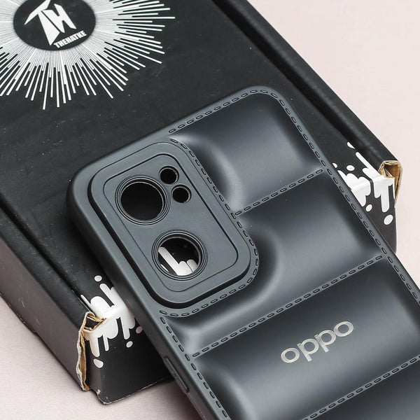 Black Puffon silicone case for Oppo Reno 7 - The Hatke