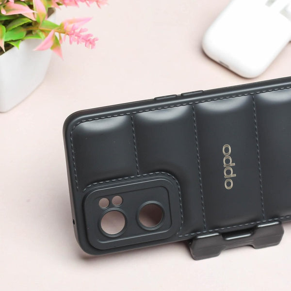 Black Puffon silicone case for Oppo Reno 7 - The Hatke