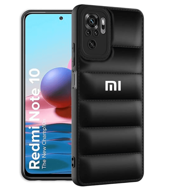 Black Puffon silicone case for Redmi Note 10 4g - The Hatke