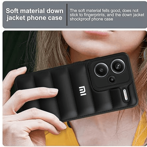 Black Puffon silicone case for Redmi Note 13 Pro Plus - The Hatke