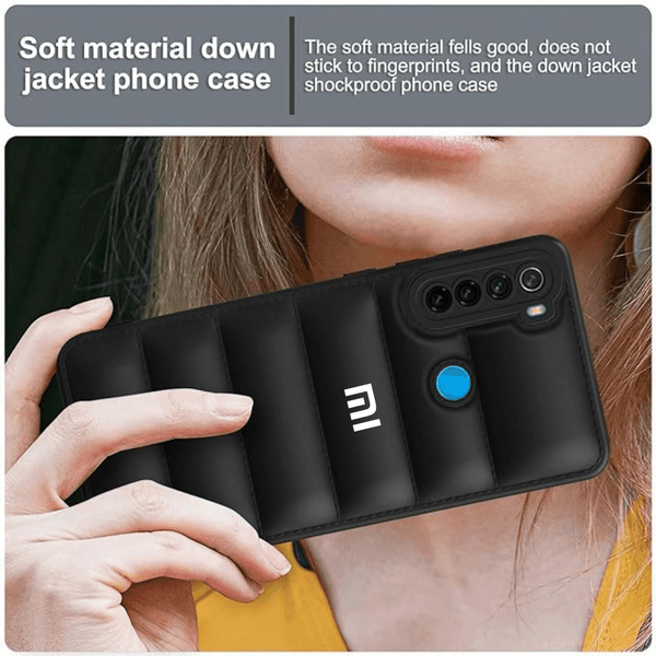 Black Puffon silicone case for Redmi Note 8 - The Hatke