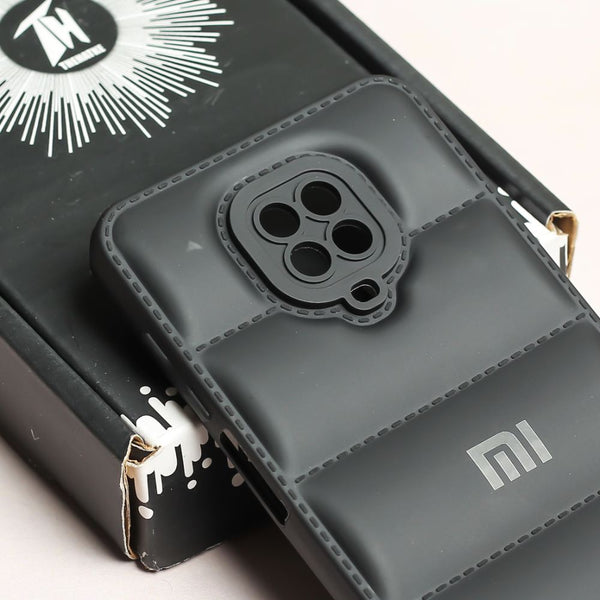 Black Puffon silicone case for Redmi Note 9 Pro - The Hatke