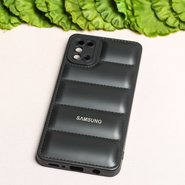 Black Puffon silicone case for Samsung A31 - The Hatke