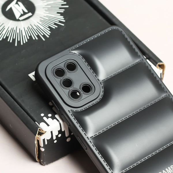 Black Puffon silicone case for Samsung A31 - The Hatke