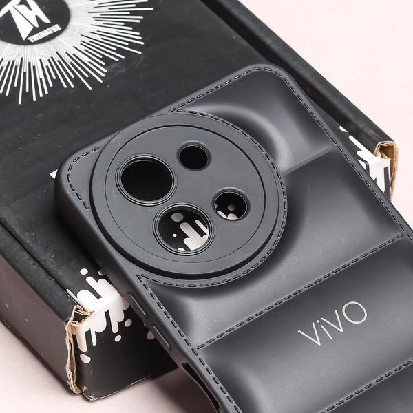 Black Puffon silicone case for Vivo T3X - The Hatke
