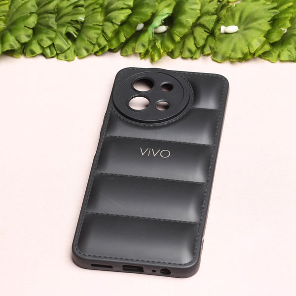 Black Puffon silicone case for Vivo T3X - The Hatke
