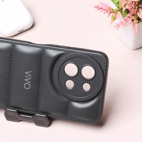 Black Puffon silicone case for Vivo T3X - The Hatke