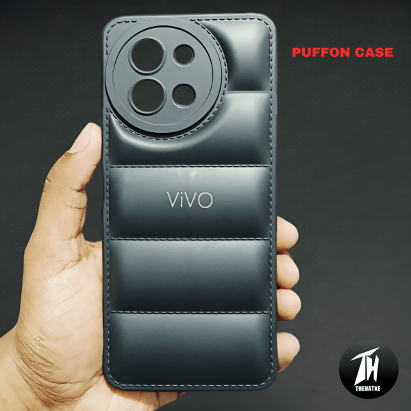 Black Puffon silicone case for Vivo T3X - The Hatke
