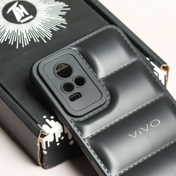 Black Puffon silicone case for Vivo V20 - The Hatke