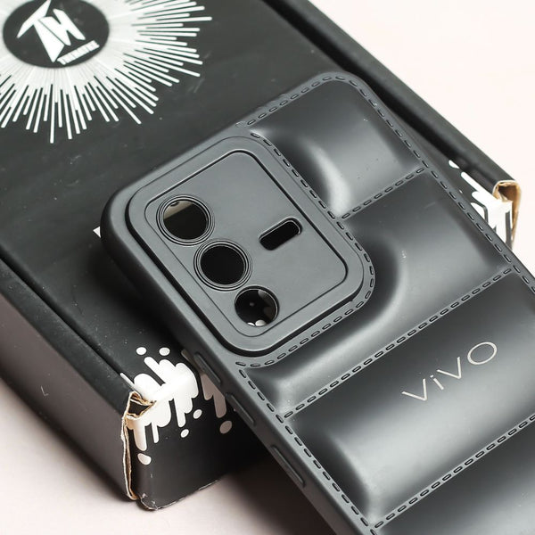 Black Puffon silicone case for Vivo V23 - The Hatke