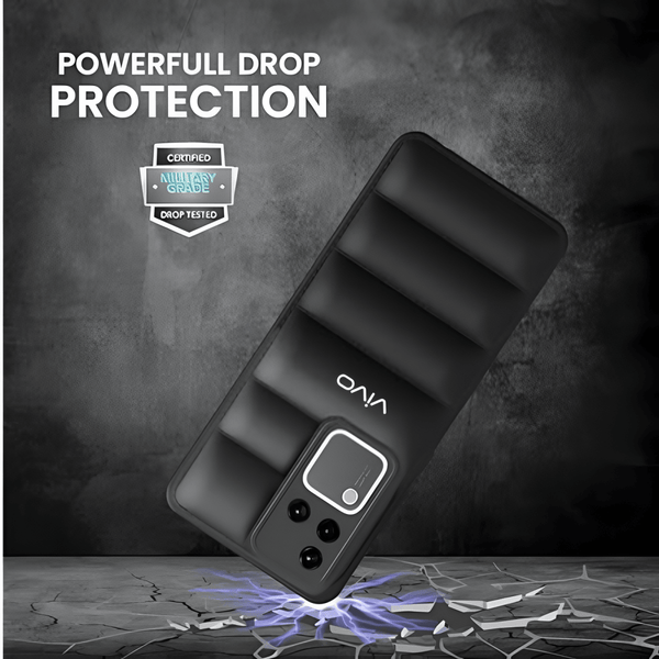 Black Puffon silicone case for Vivo V30 5G - The Hatke