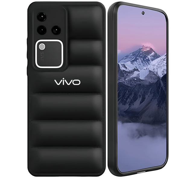 Black Puffon silicone case for Vivo V30 5G - The Hatke