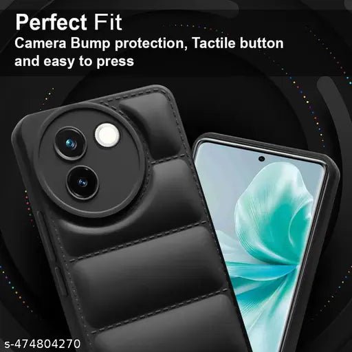 Black Puffon silicone case for Vivo V30E - The Hatke