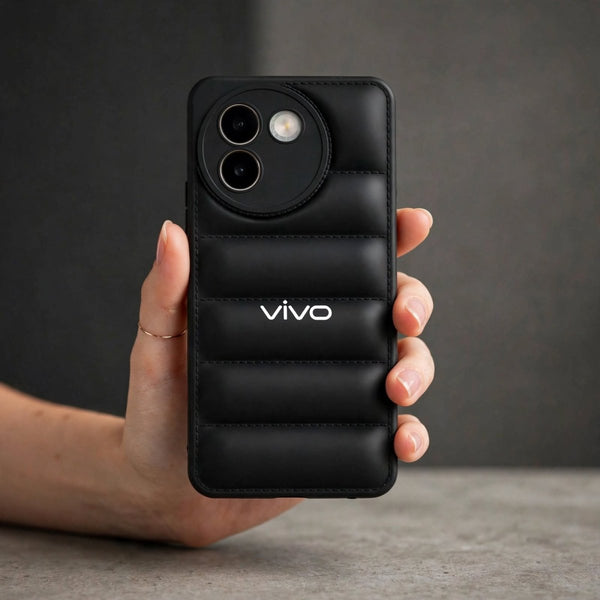 Black Puffon silicone case for Vivo V30E - The Hatke