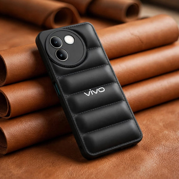 Black Puffon silicone case for Vivo V30E - The Hatke